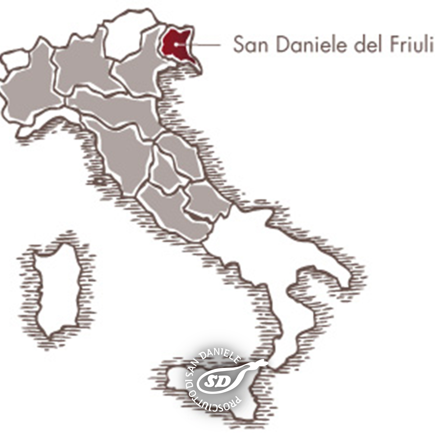 Ursprungsgebiete des Prosciutto di San Daniele