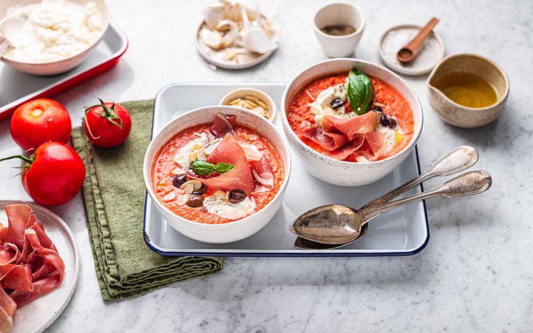 Gazpacho di pomodori e peperoni con il San Daniele