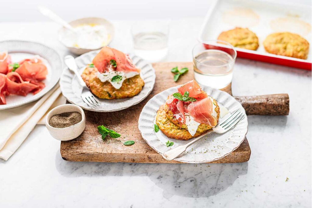 Pancake salati con zucchine e prosciutto crudo di San Daniele