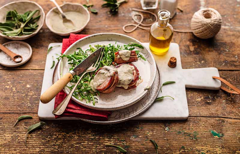 Medaglioni di maiale con Prosciutto di San Daniele e gorgonzola