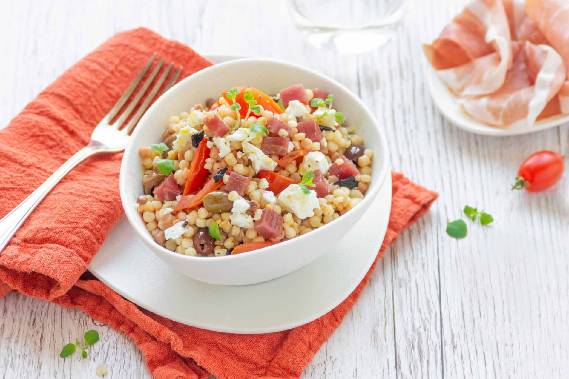 Insalata di fregola con dadini di Prosciutto di San Daniele