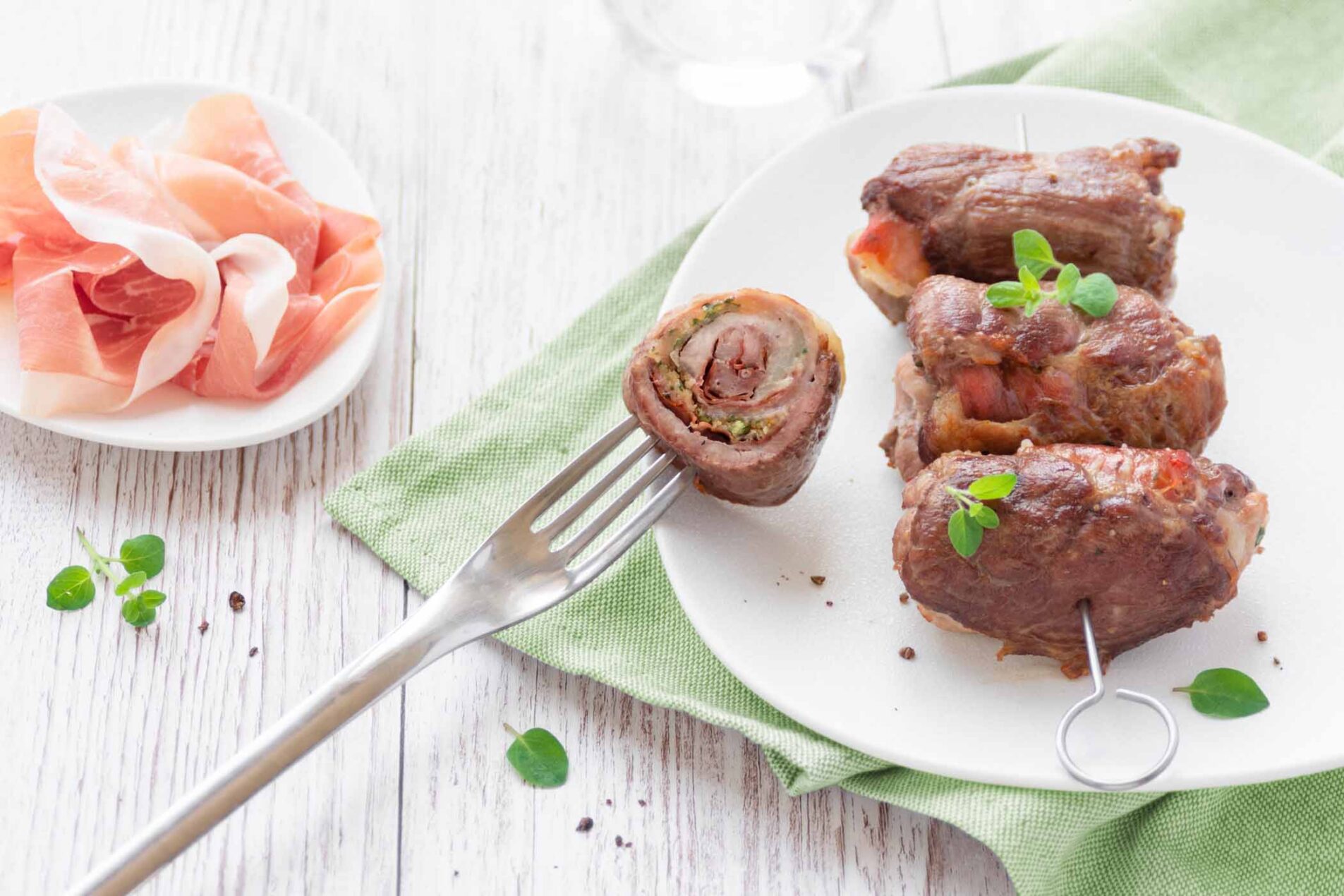 Bombette con Prosciutto di San Daniele e caciocavallo