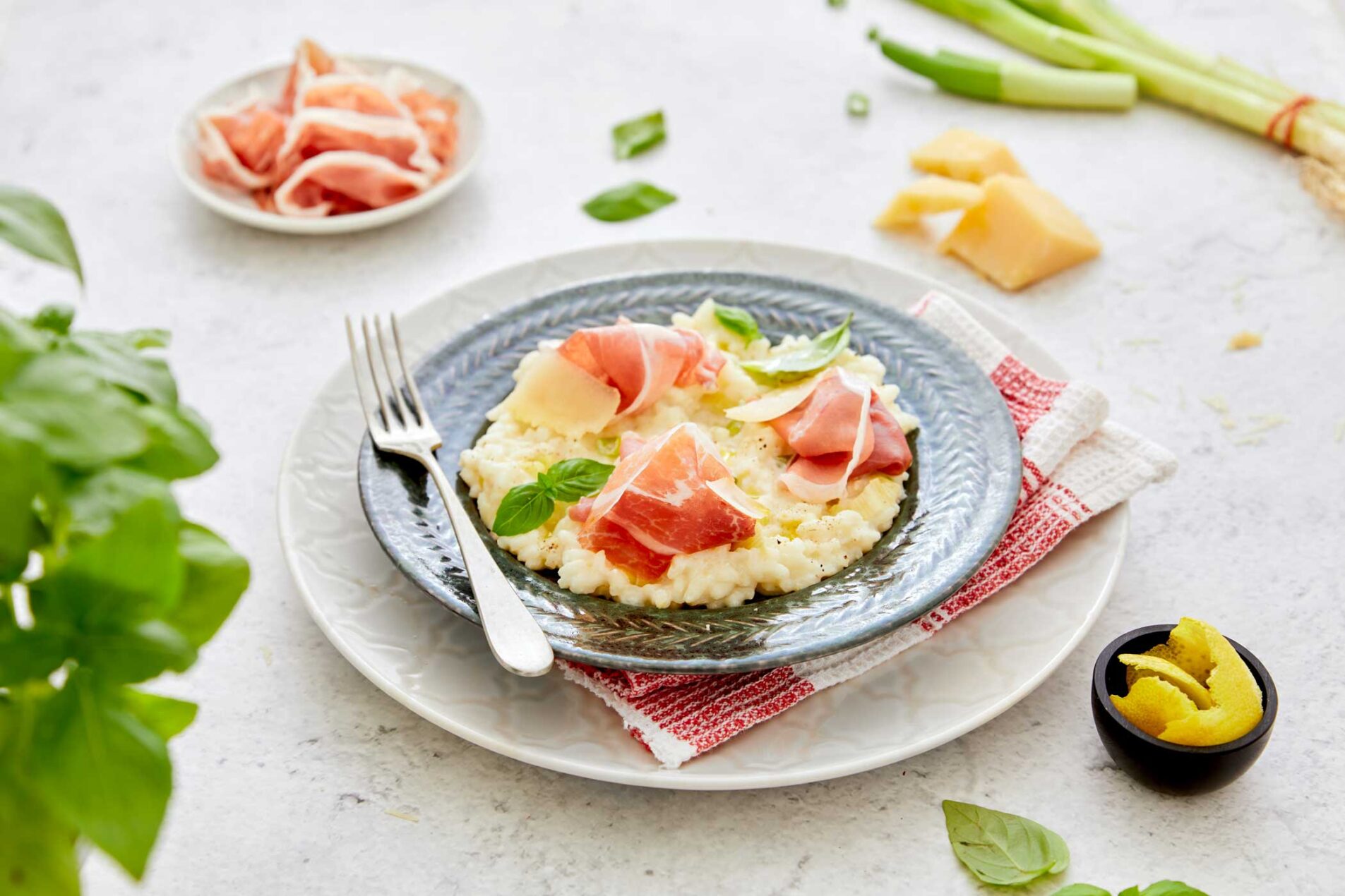 Risotto con Prosciutto di San Daniele, basilico e ricotta