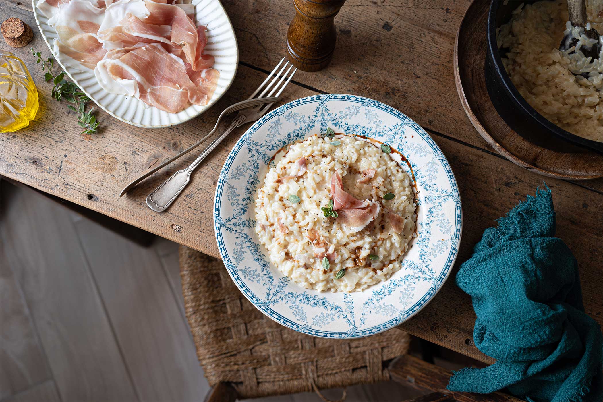 Risotto con Prosciutto di San Daniele, stracchino e aceto balsamico