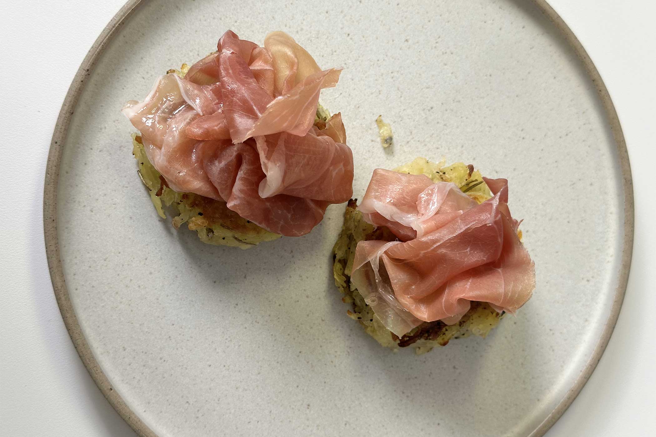 rosti di patate con Prosciutto di San Daniele