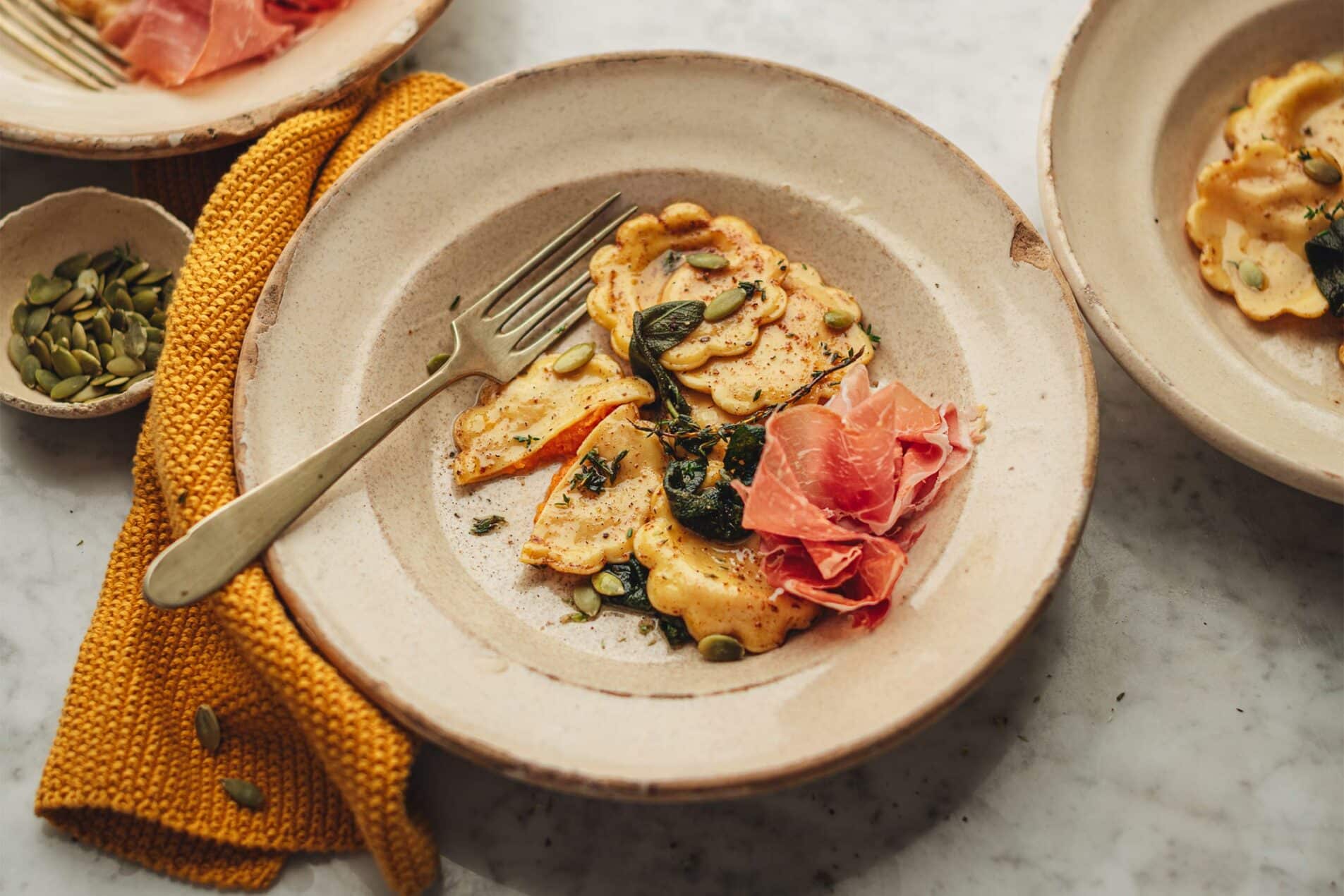 Ravioli di zucca e Prosciutto di San Daniele