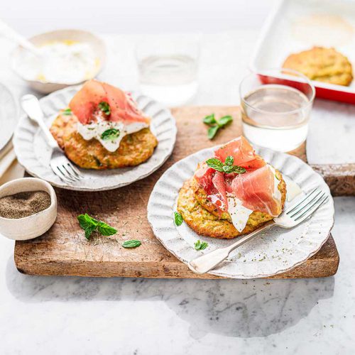 Pancake salati con zucchine e prosciutto crudo di San Daniele