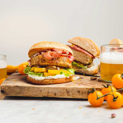 hamburger di pollo con Prosciutto di San Daniele