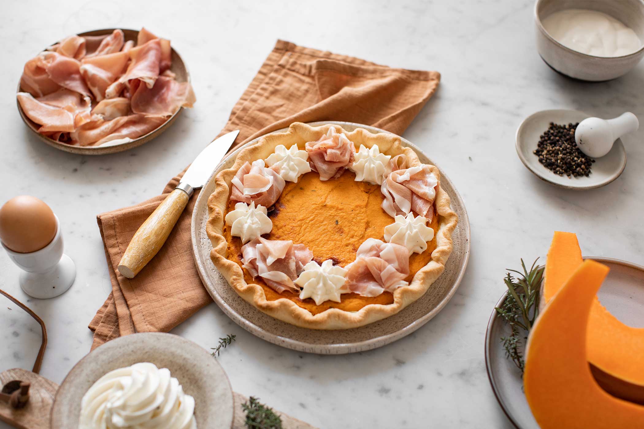 Pumpkin Pie salata con Prosciutto di San Daniele e stracchino