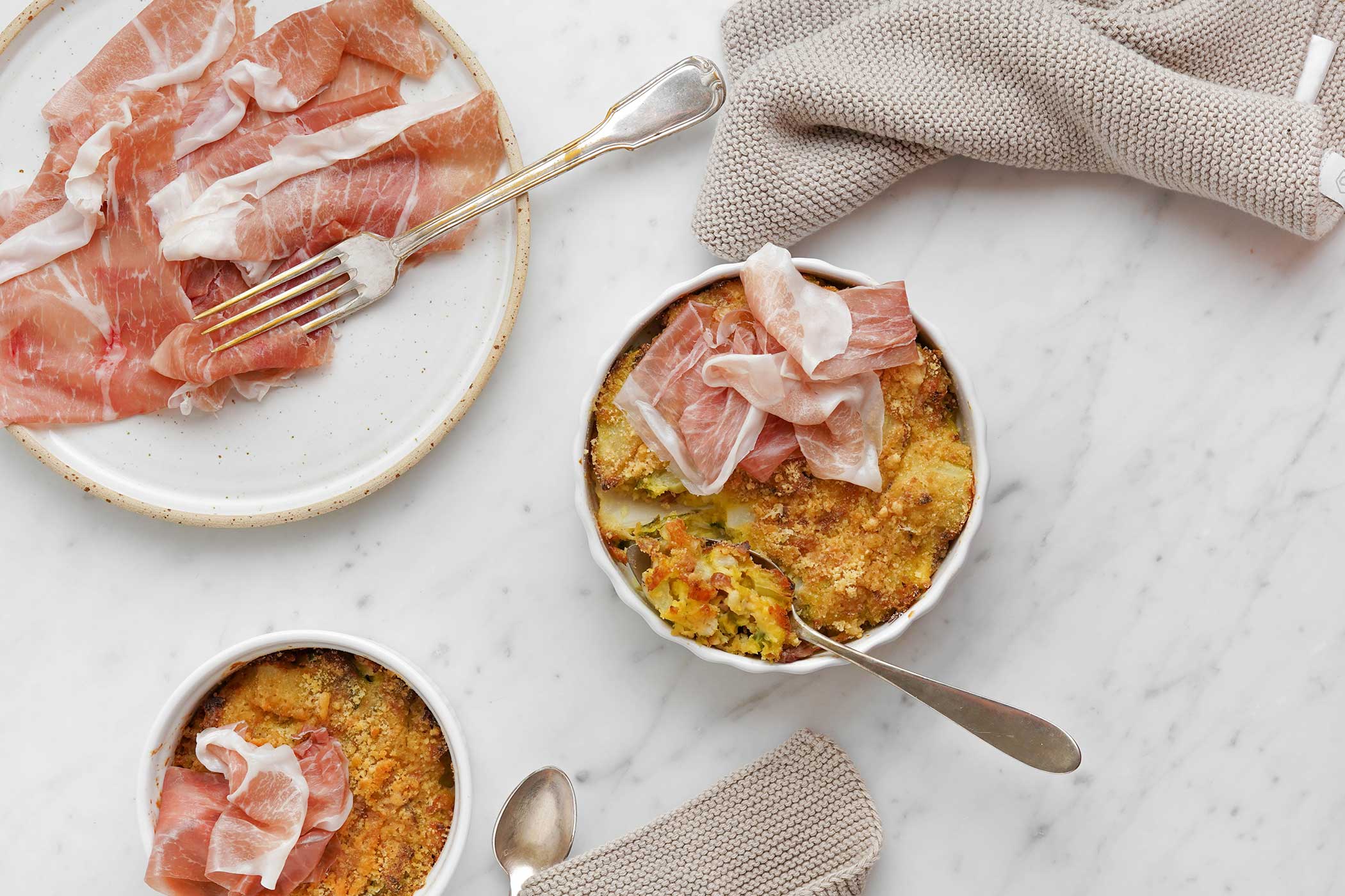 Ricetta antispreco dello sformato di cavolfiore e Prosciutto di San Daniele