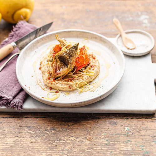 carciofi gratinati hummus