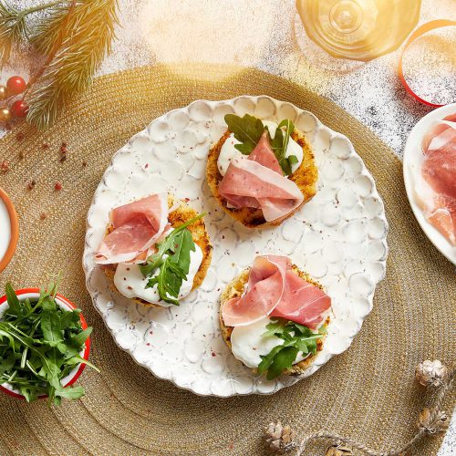 Panettone con Prosciutto di San Daniele, rucola e stracciatella