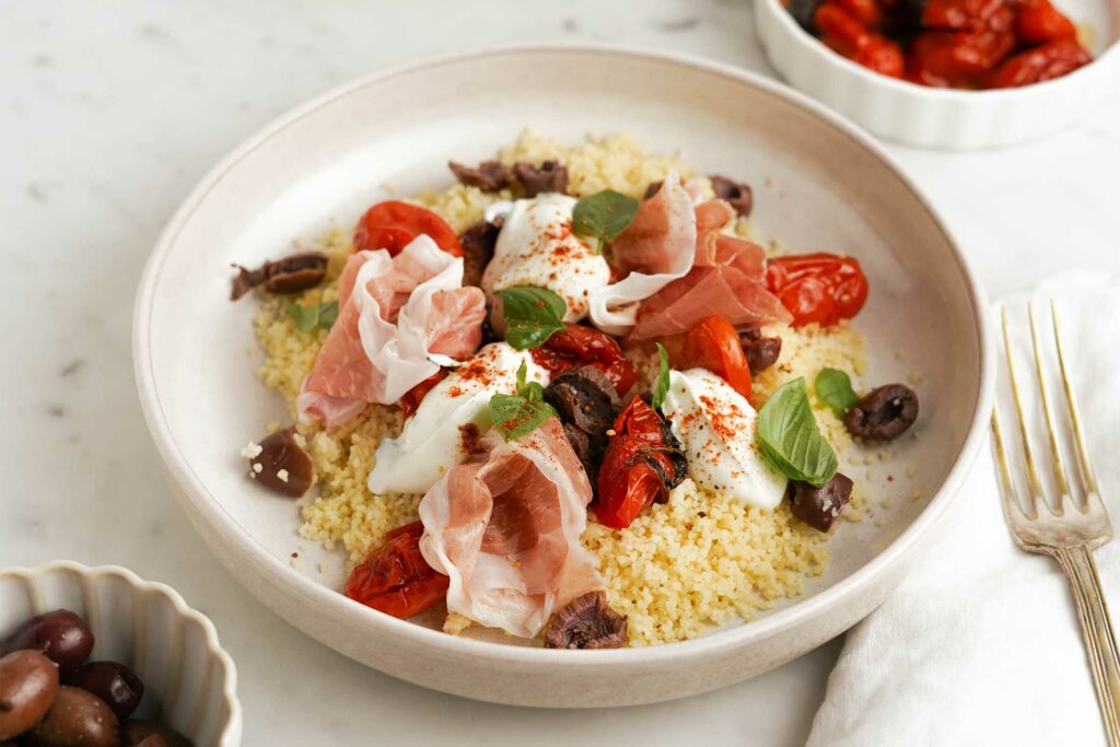Cous cous con pomodorini arrostiti e Prosciutto di San Daniele
