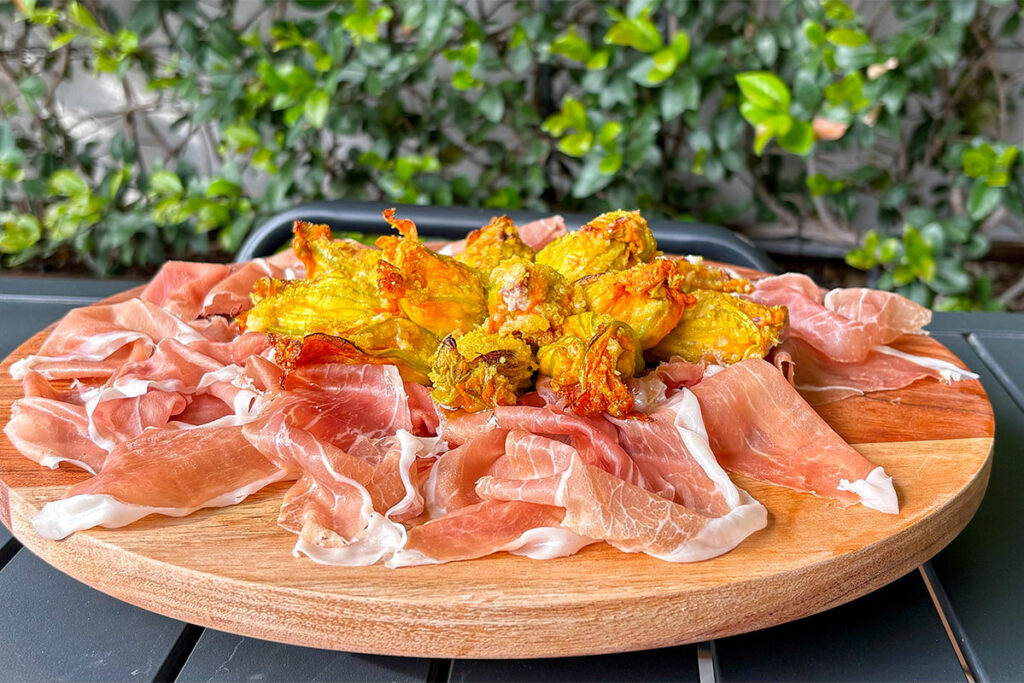 Fiori di zucca gratinati ripieni di Prosciutto di San Daniele