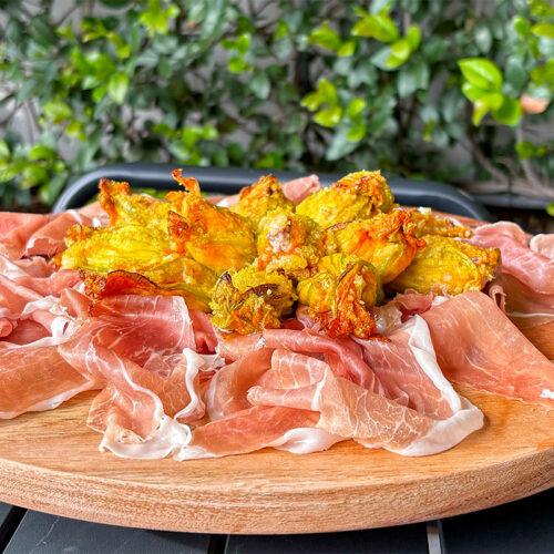 Fiori di zucca gratinati ripieni di Prosciutto di San Daniele